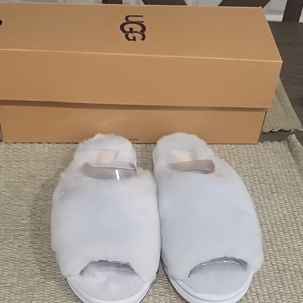 UGG Soft Light Blue Open-Toe Slippers